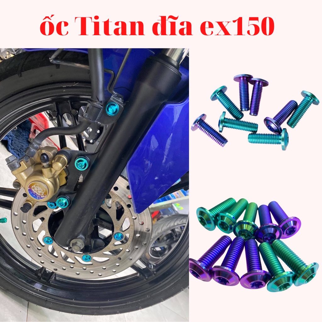 ốc titan gắn đĩa trước sau xe exciter 150 2 màu lục bảo tím hàng chất lượng cao cuongtoshiro