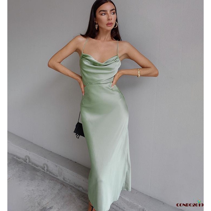 Hgm-đầm Hở Lưng Thắt Nơ Cổ Bò Cho Nữ