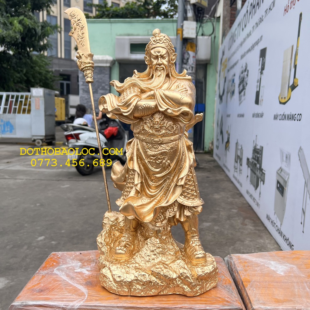 Tượng Quan Công trấn ải bằng bột đá mang lại tài lộc bảo vệ gia chủ cao 45cm