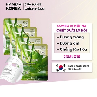 Combo 10 Túi mặt nạ giấy dưỡng ẩm chiết xuất từ lô hội 3W Clinic Hàn Quốc 23mlx10 giúp da mềm mại và trắng sáng tự nhiên