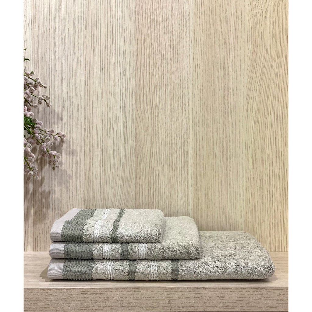 Bộ 3 khăn sợi tre Bamboo NIN House - Grey mềm mại sau nhiều lần giặt