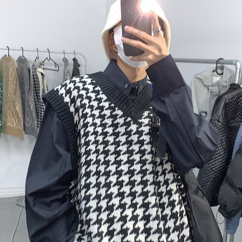 Áo len không tay cổ chữ V thời trang mùa thu size M-2XL dành cho bạn nam