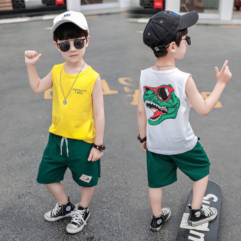 Áo Ba Lỗ Khủng Long Cho Bé 7-18kg Siêu Ngầu