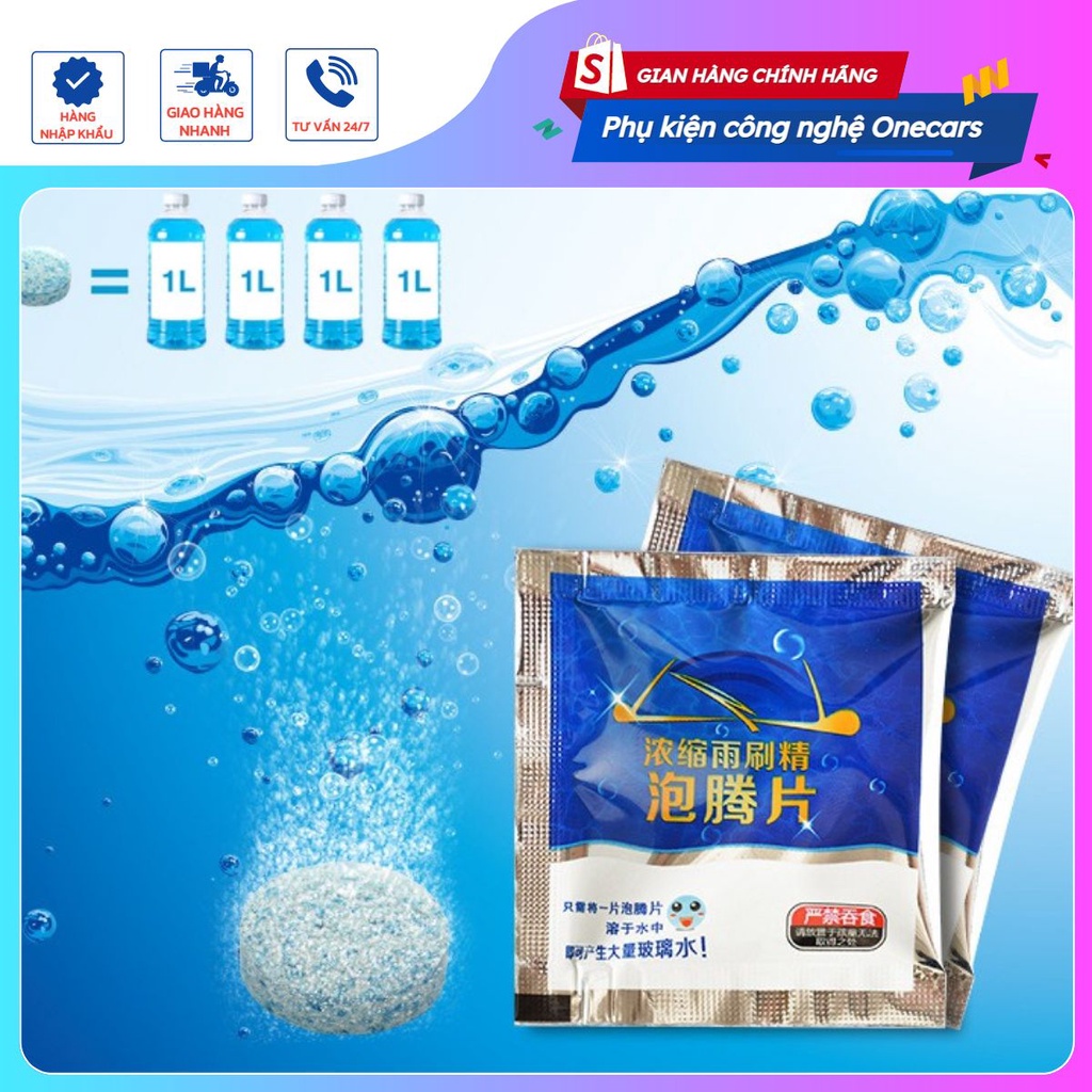 Viên sủi rửa kính làm sạch kính lái gạt mưa xe ô tô, xe hơi pha với 4L nước