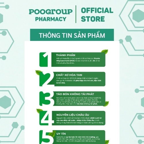 Gói uống Natufib Hulipha chất xơ hòa tan giảm táo bón an toàn ở trẻ sơ sinh - trẻ em, mẹ bầu và sau sinh