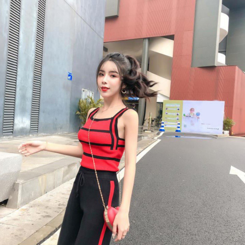 Áo tank top 2 dây hoạ tiết kẻ sọc cho nữ
