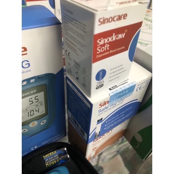 HÔP 50 Test thử que thử Axit Uric  Sinocare Safe AQ UG/Test Que thử đường huyết tiểu đường Sinocare Safe AQ UG