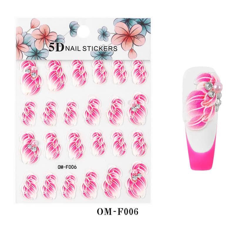 Sticker Nail , Sticker dán móng mẫu hoa nổi trắng