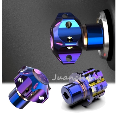 Vỏ Bọc Chìa Khóa CNC Hình Lục Giác Bằng Titan Màu Xanh Dương Cho Xe Mô Tô Cafe Racer