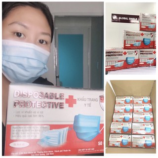 50K/HỘP KHẨU TRANG Y TẾ GLOBAL SHEILD [hộp 50 cái có tác dụng kháng khuẩn,...]