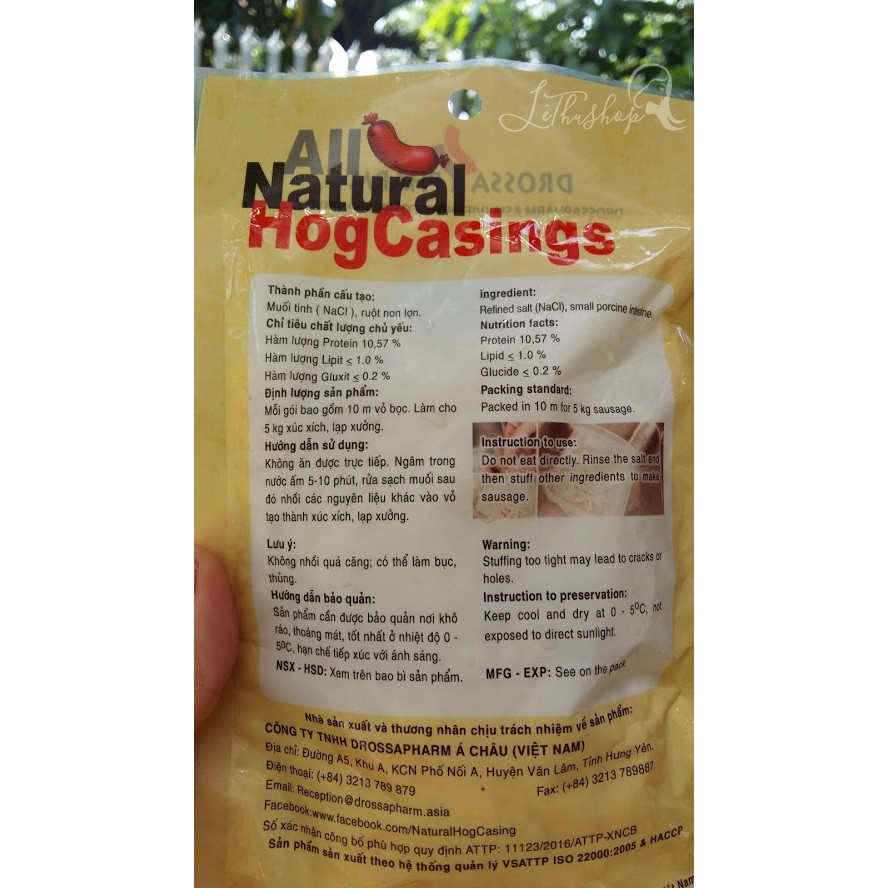 VỎ BỌC XÚC XÍCH, LẠP XƯỞNG 100% tự nhiên