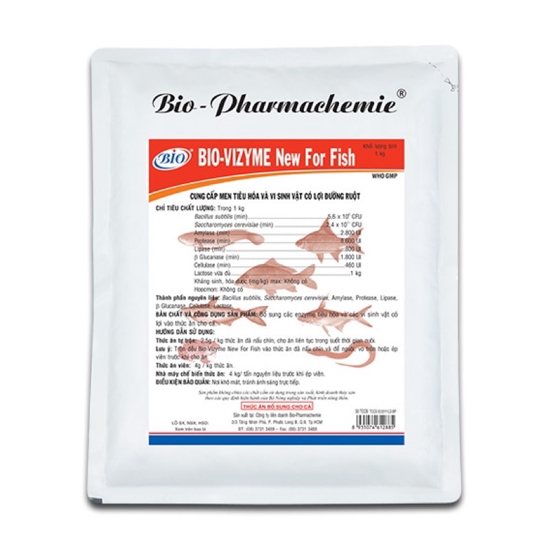 BIO VIZYME NEW for fish 1kg - cung cấp men tiêu hoá và vi sinh vật có lợi cho đường ruột