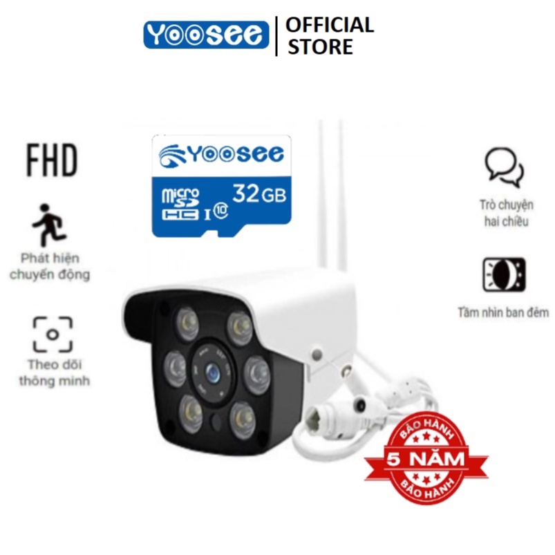 Camera wifi yoosee ngoài trời 3.0 FULL HD siêu sắc nét Chuyên dụng ngoài trời xem đêm có màu BH 5 năm
