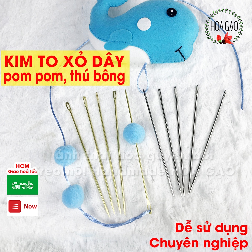 Kim to xỏ dây pom pom, thú treo nôi HOA GẠO GKG1 kim dây treo handmade phụ kiện trang trí chuyên nghiệp