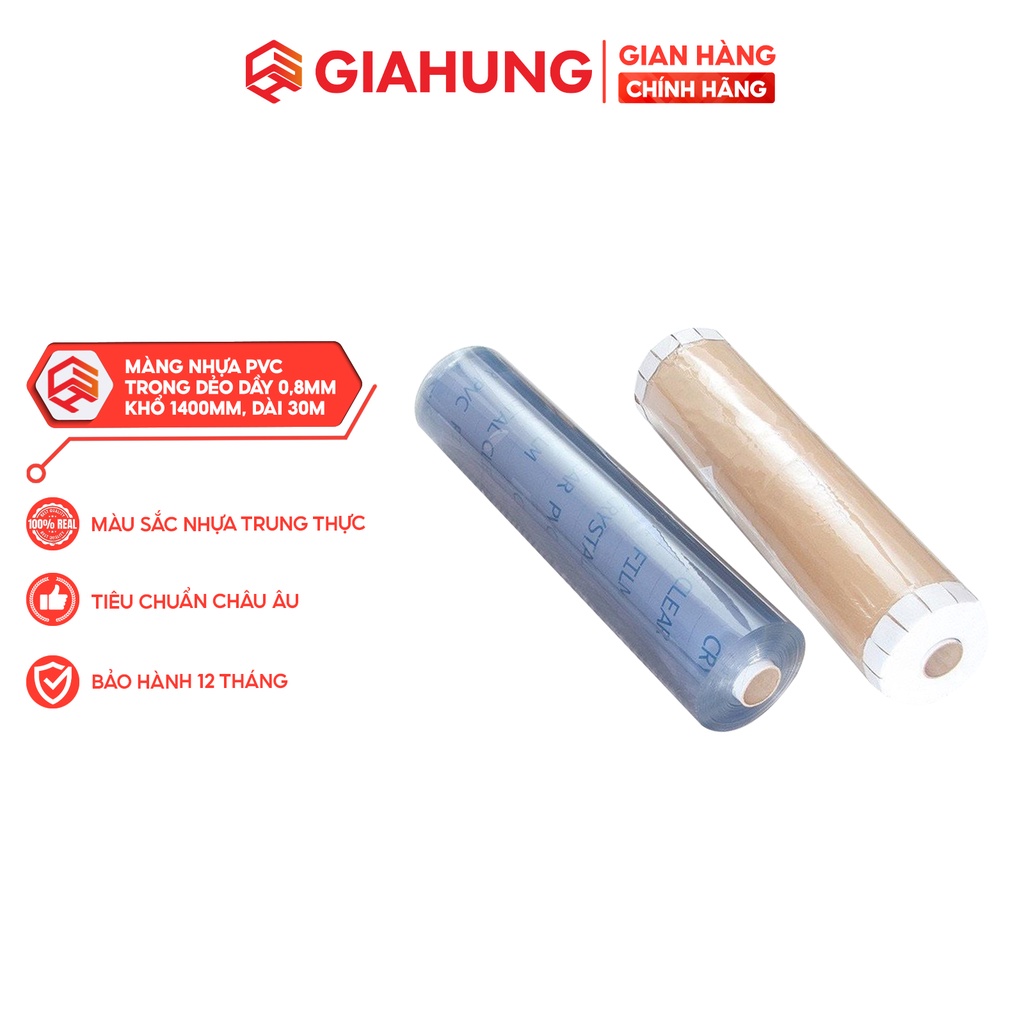 Màng nhựa PVC trong dẻo dầy 0.8mm, khổ rộng 1400mm dài 30m hàng cao cấp chính hãng - GIAHUNGPRO