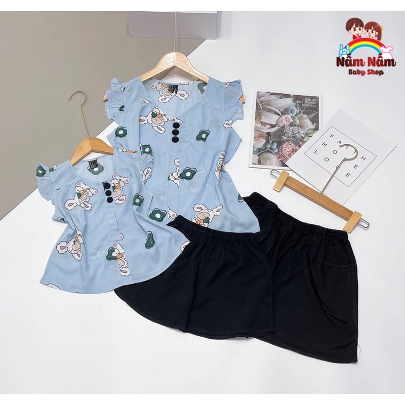 Set đồ đôi mẹ và bé chất lanh(hàng F21)