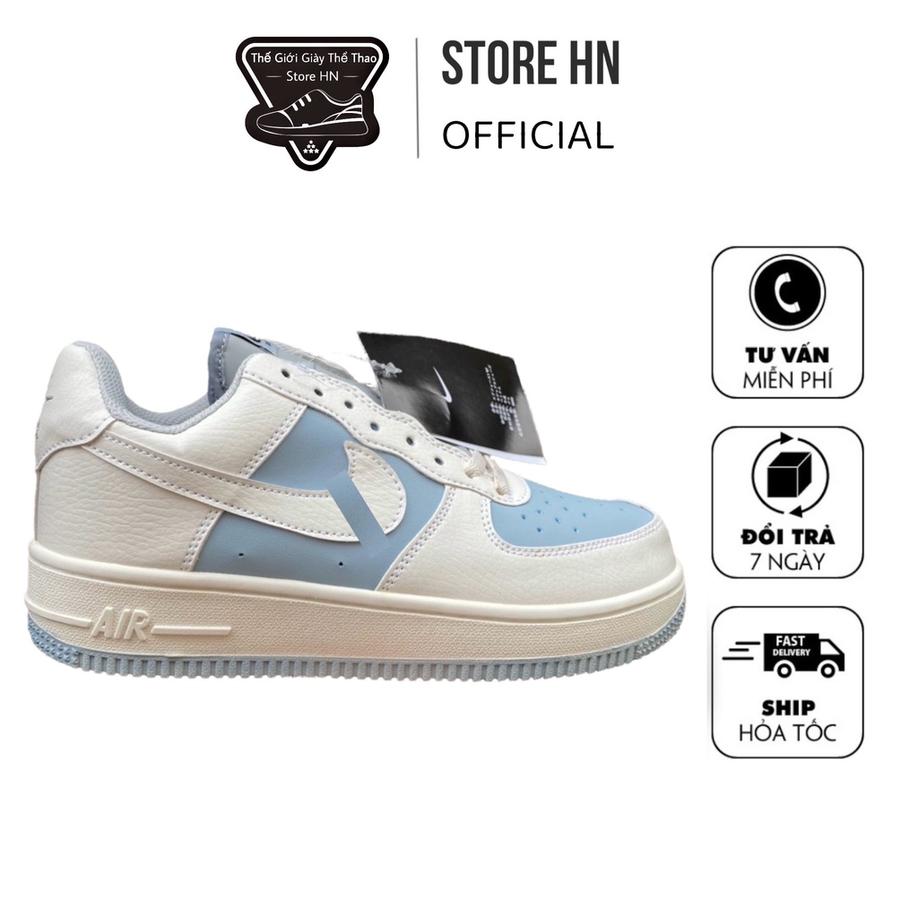 Giày_Nike Air Force 1, Giày AF1 Nam Nữ Thể Thao Trắng Xanh Thời Trang Hàng Đẹp Full Box Tặng Kèm Phụ Kiện