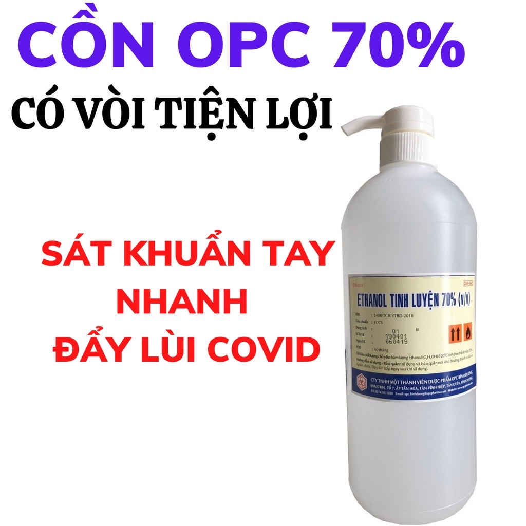 Nước rửa tay khô diệt khuẩn, cồn tinh luyện 70 độ có vòi nhấn sản phẩm của công ty dược phẩm OPC