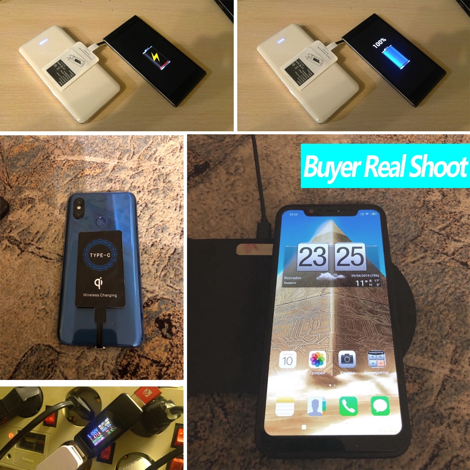 Bộ Sạc Không Dây Qi Cổng USB Loại C Cho Android Micro