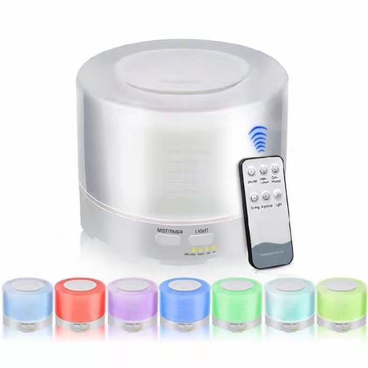 Máy phun sương tạo ẩm, khuếch tán tinh dầu A19 Trụ Trong, dung tích 550ML, có điều khiển, đèn led 7 màu, BH 6 tháng