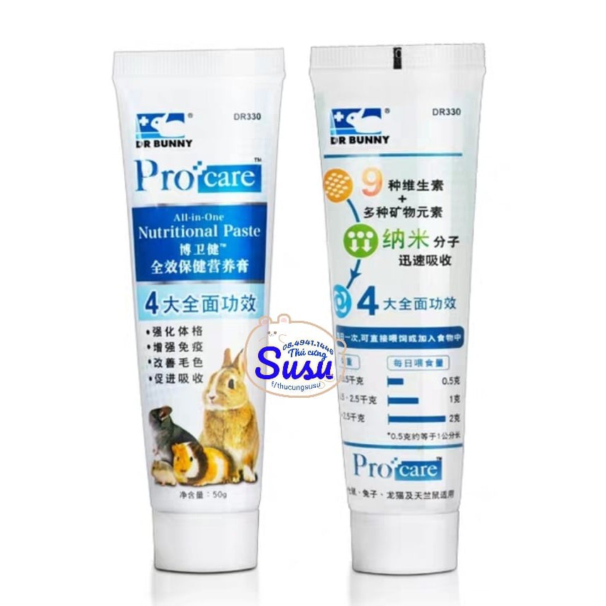 Gel dinh dưỡng tăng sức đề kháng dùng cho Hams, Chin, Bọ và Thỏ - DR330, 331 - DR Bunny