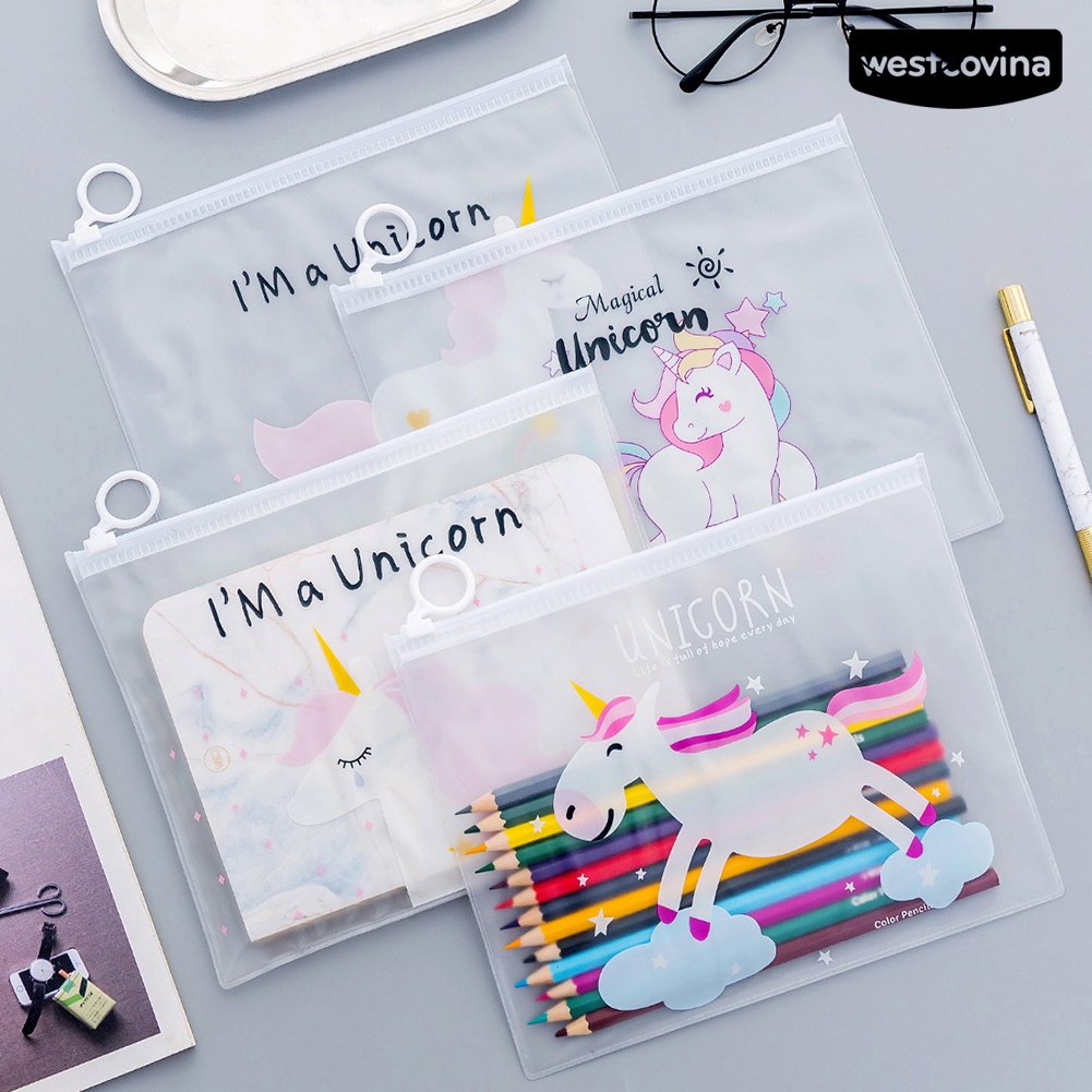 [Hot]✍Túi Đựng Đồ Trang Điểm Trong Suốt Họa Tiết Đám Mây/Trái Tim/Ngựa Một Sừng Xinh Xắn