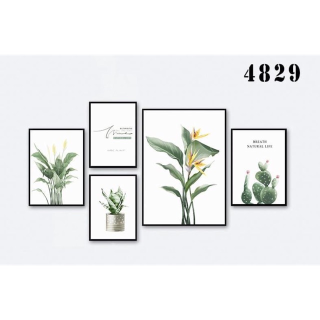 Bộ khung và tranh hoa lá