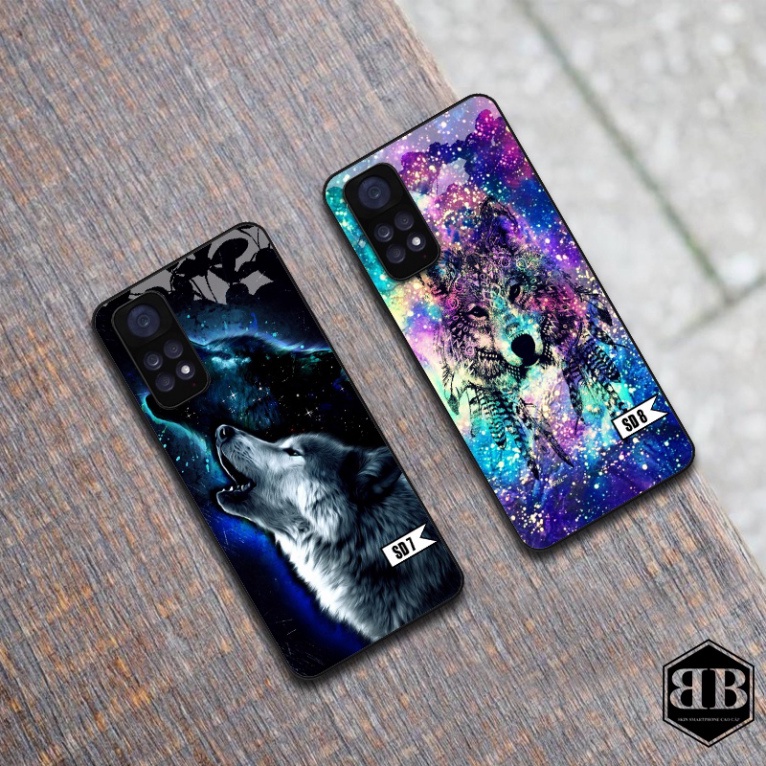 Ốp lưng kính cường lực Xiaomi Redmi Note 11 4G / Redmi Note 11S các mẫu sói đẹp ,ngầu