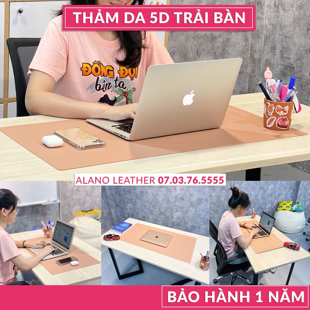 [Hình Thật / Giá Xưởng] Thảm Da Trải Bàn 5D Màu Hồng Pastel Chống Thấm, Chống Trầy, Tiện Lợi, Bảo hành 2 Năm Tại Xưởng