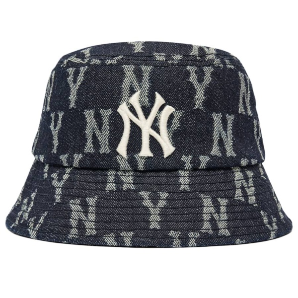 (Hàng VNXK) Nón thời trang, mũ Bucket vành tròn NY Monogram vải JEAN nhập thời trang chuẩn hàng hiệu (ẢNH THẬT)