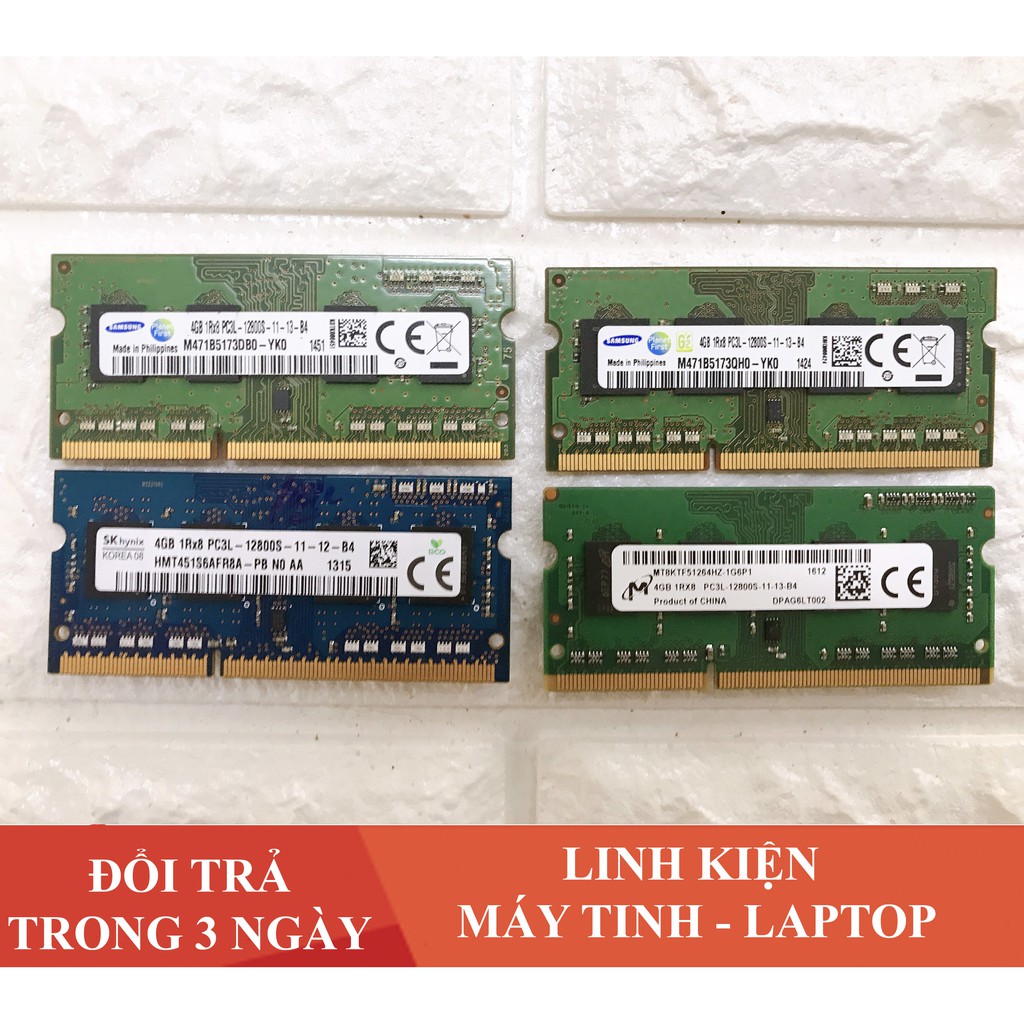 💥 RAM Laptop 4G PC3L DDR3 cũ tháo máy Bus 1600 MHz (Ram Laptop PC3L-4G cũ) (FREE SHIP ĐƠN TỪ 50K )