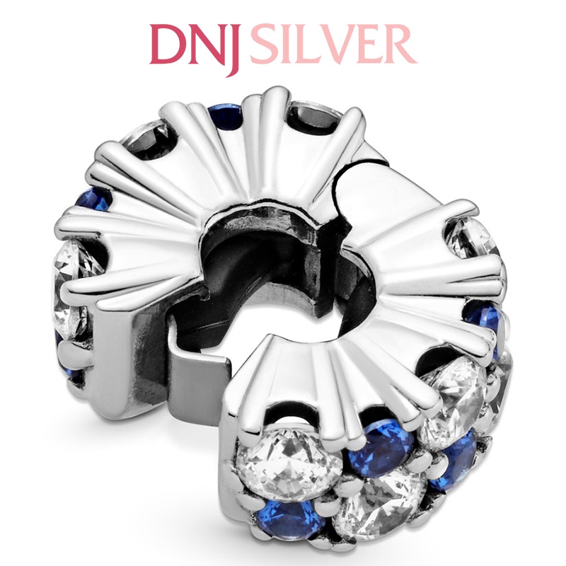 Charm bạc 925 cao cấp, hàng chuẩn bạc - Charm Clear &amp; Blue Sparkling thích hợp để mix vòng tay charm - DN170