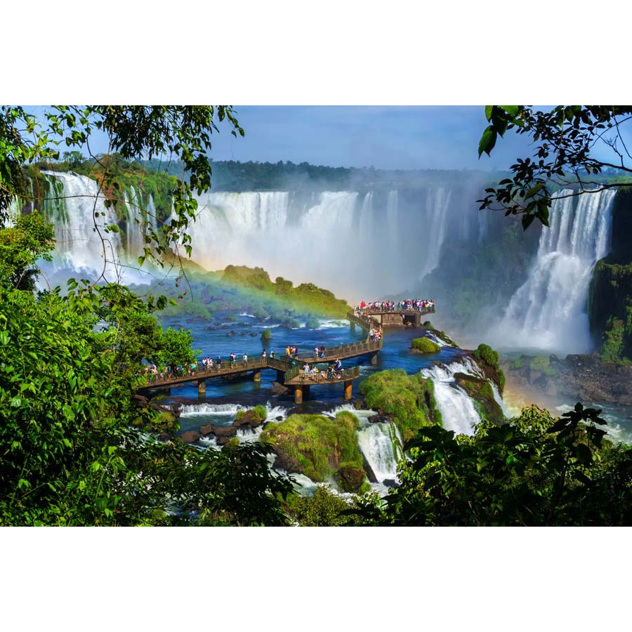 Tranh dán tường 3d thác nước thiên nhiên kỳ vĩ với núi non trập trùng