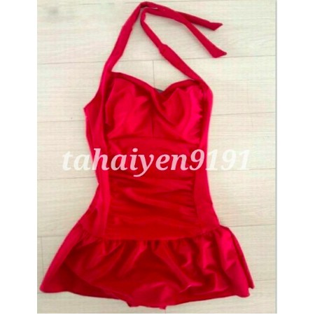 Bikini liền thân nhún ngực cổ yếm có mút ngực hàng Quảng Châu