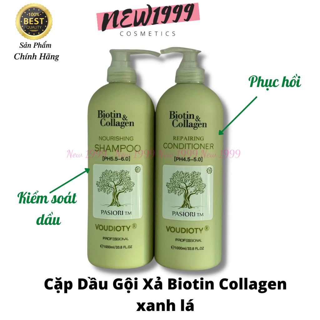 Cặp dầu gội xả Biotin Collagen 500ml 1000ml giảm rụng tóc phục hồi kích thích mọc tóc