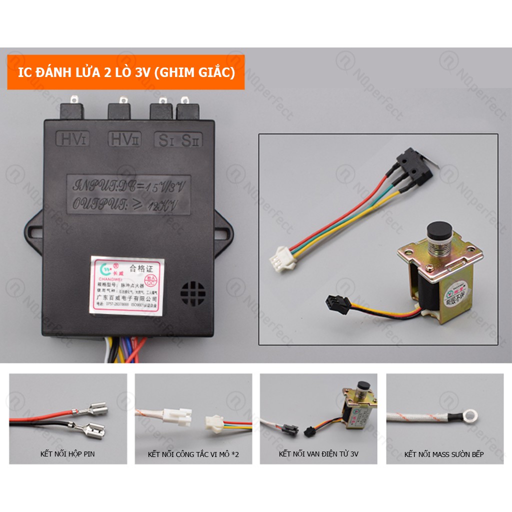 Ic đánh lửa bếp gas âm 2 lò DC 1.5V/3V - ic bếp ga 12 dây giá sỉ [LOẠI 1]