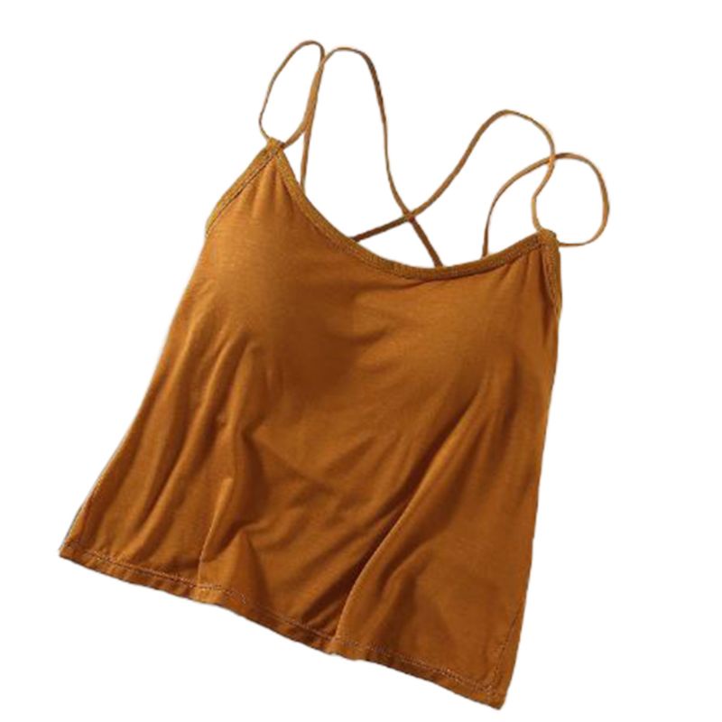 Áo Tank Top Sát Nách Dây Chéo Lưng Có Mút Đệm Thời Trang Quyến Rũ Cho Nữ