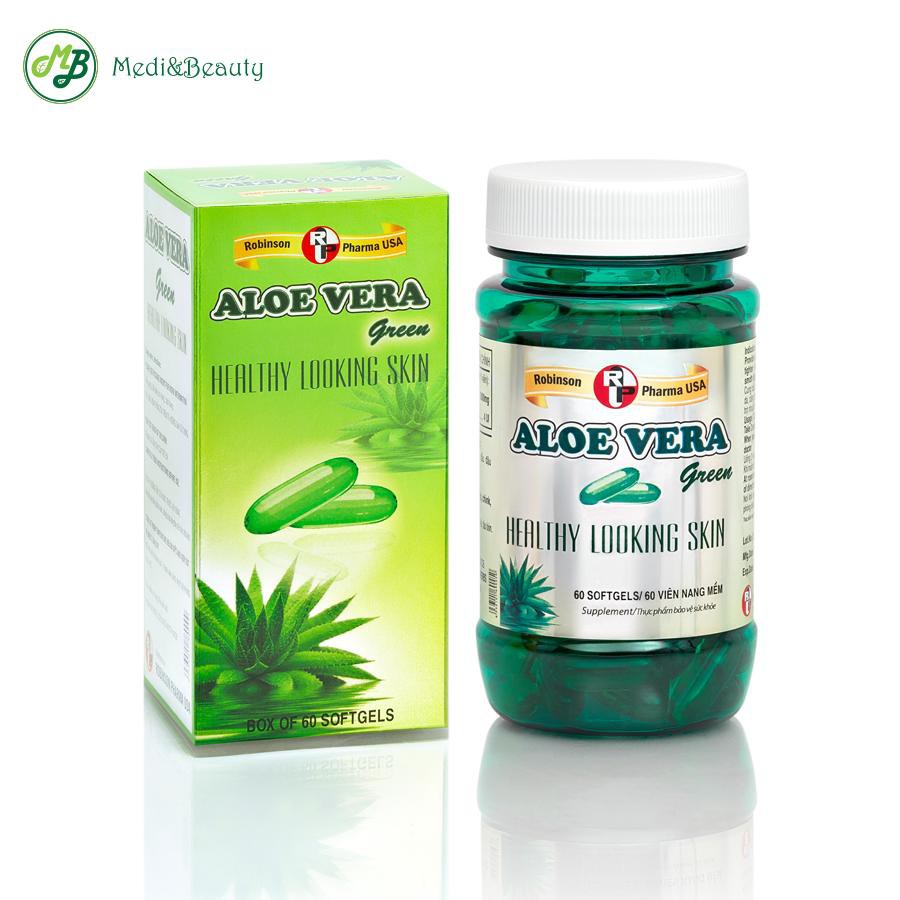 Viên uống dưỡng ẩm da, chống lão hóa và tái tạo da ALOE VERA Green- MediBeauty  chai 60 viên