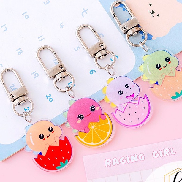Móc khóa khủng long siêu đáng yêu, chất liệu nhựa mica - móc khóa dễ thương xinh xắn
