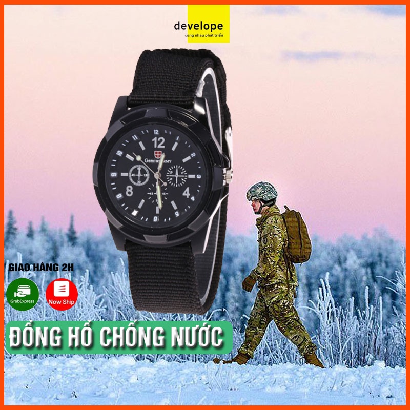 Đồng hồ nam SWISS ARMY dây dù, phong cách lính, chống nước