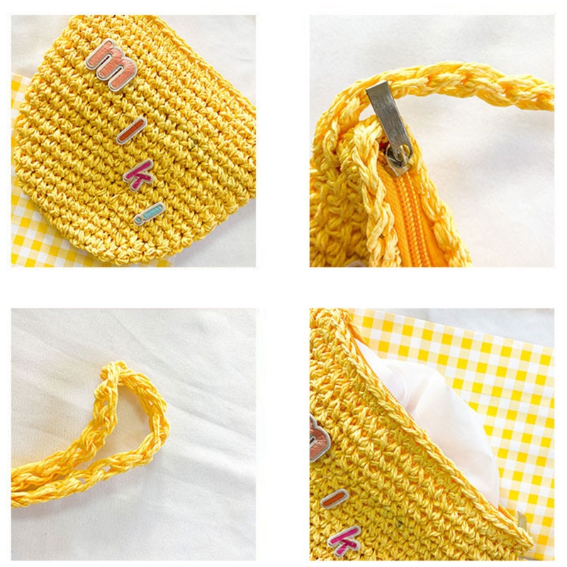 Túi Rơm Đeo Vai Mini Dễ Thương Thời Trang Đi Biển Mùa Hè Cho Bé Gái