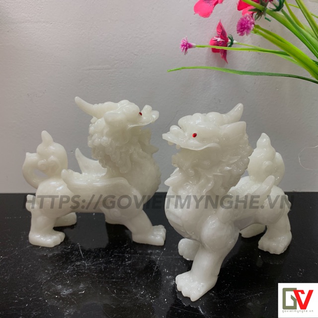 Cặp 2 Tượng Đá Tỳ Hưu Phong Thủy Trang Trí Bàn Làm Việc - Cao 11cm - Đá Non Nước | BigBuy360 - bigbuy360.vn