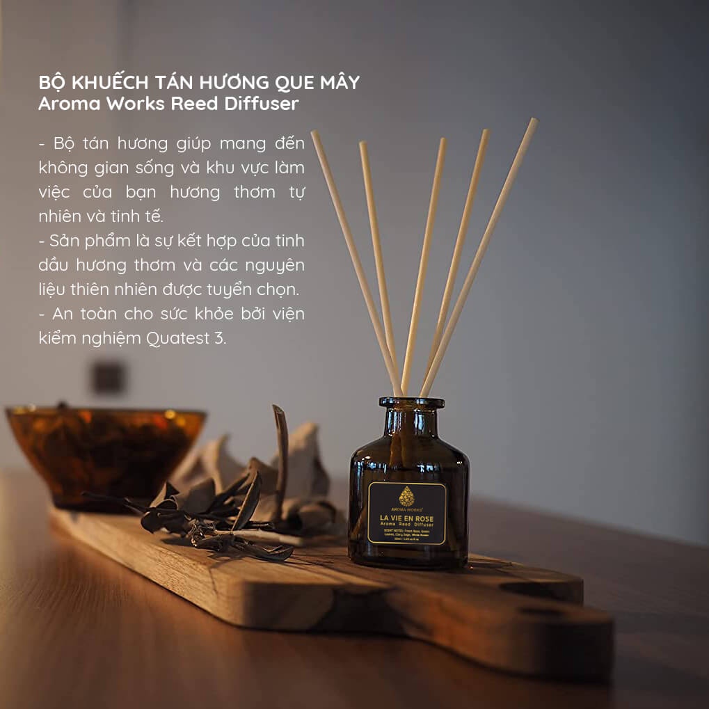 Tinh Dầu Tán Hương Que Mây Aroma Works Reed Diffuser - Hotel Collections 130ml