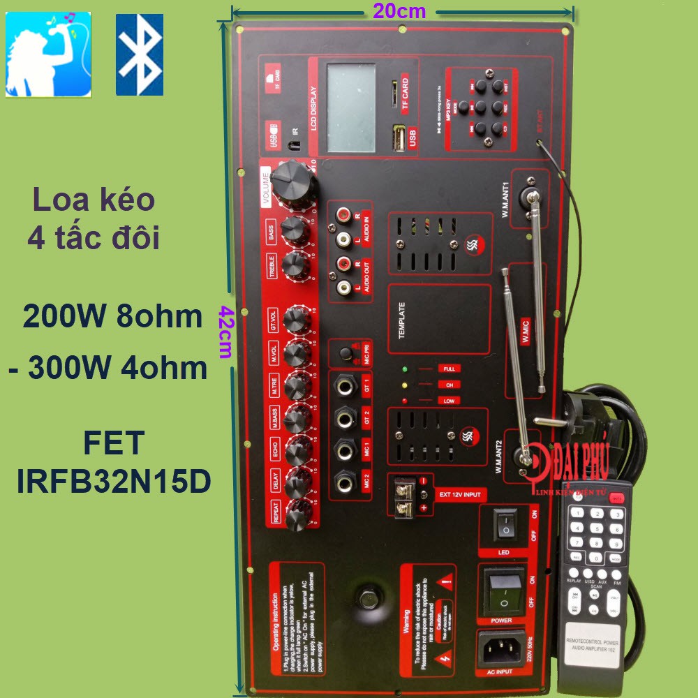 Mạch loa kéo công suất lớn 200W 8ohm – 300W 4ohm chạy FET IRFB32N15D – chuyên dòng loa kéo 4 tấc đôi hoặc 5 tấc đơn DD1