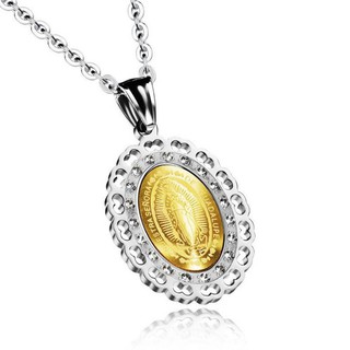 Dây Chuyền Nam Nữ Mặt Đức Mẹ Maria Titan Ko Đen TT 2485