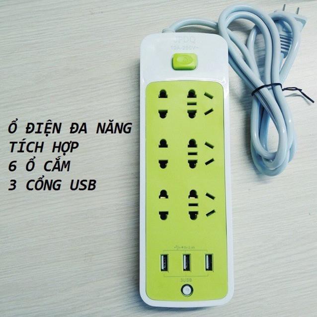 Ổ Điện Đa Năng 9 Cổng - Tích Hợp 3 Cổng Sạc Điện Thoại
