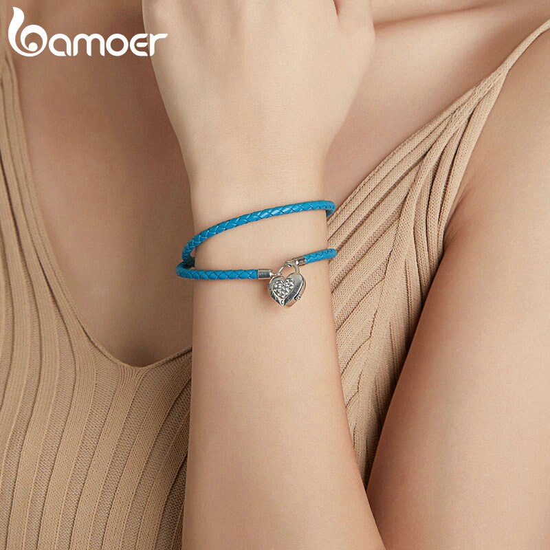Vòng Tay Bamoer Scb200 Bạc Thật 925 Với Mặt Hình ổ Khóa Thời Trang Cho Nữ