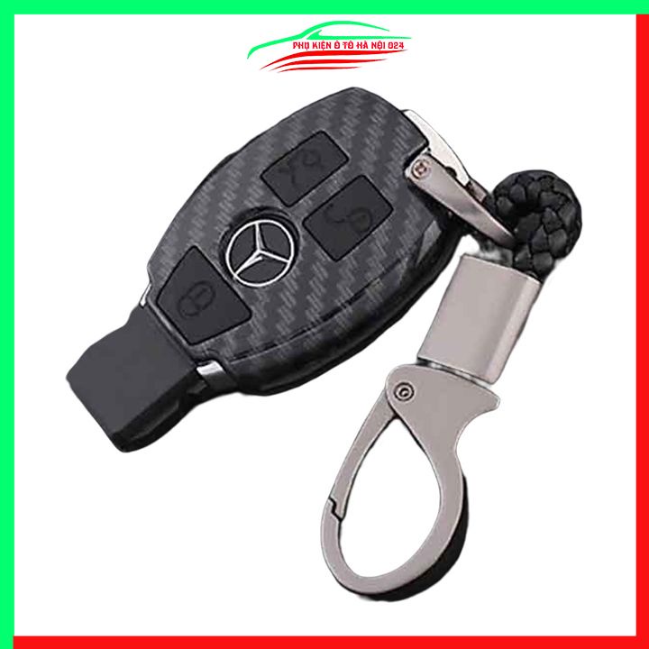Ốp khóa cacbon Mercedes-BENZ kèm móc khóa