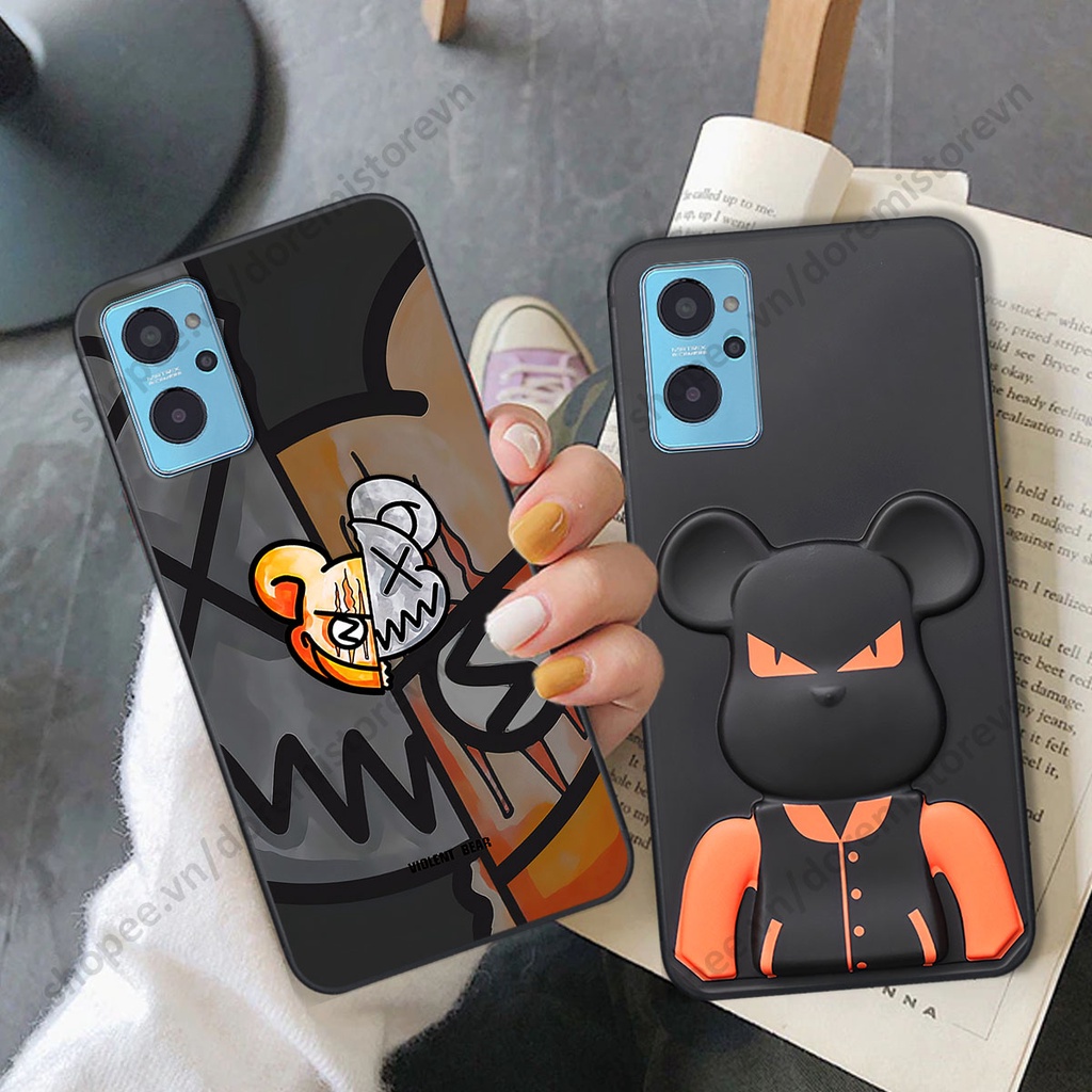 Ốp lưng Realme 9i hình kaws, kith, bear brick nổi 3D phong cách độc đáo