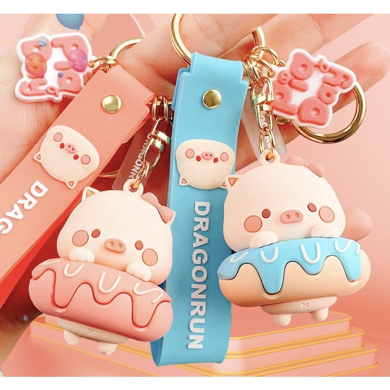 Móc khoá Heo Cá Tính kèm dây, phụ kiện balo, túi xách xinh xắn